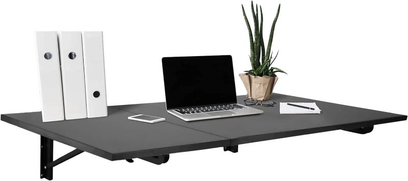 Photo 1 of Mount-It! Heavy Duty Wall Mounted Drop Leaf Table, Folding Wall Mounted Desk, Drop Down Table 45x15x7, Floating Desk, Folding Laundry Table for Small Spaces, Home Office, Garage, Basement Kitchen
