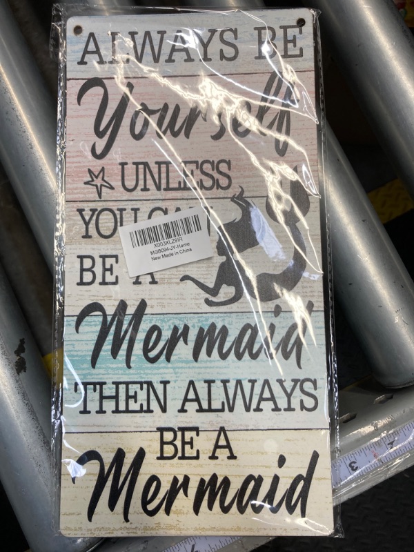 Photo 1 of  Always Be a Mermaid Wooden Beach Sign and Wall Hanging, Mermaid Gifts and Decor, Made in USA