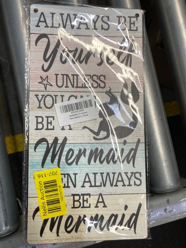 Photo 2 of  Always Be a Mermaid Wooden Beach Sign and Wall Hanging, Mermaid Gifts and Decor, Made in USA