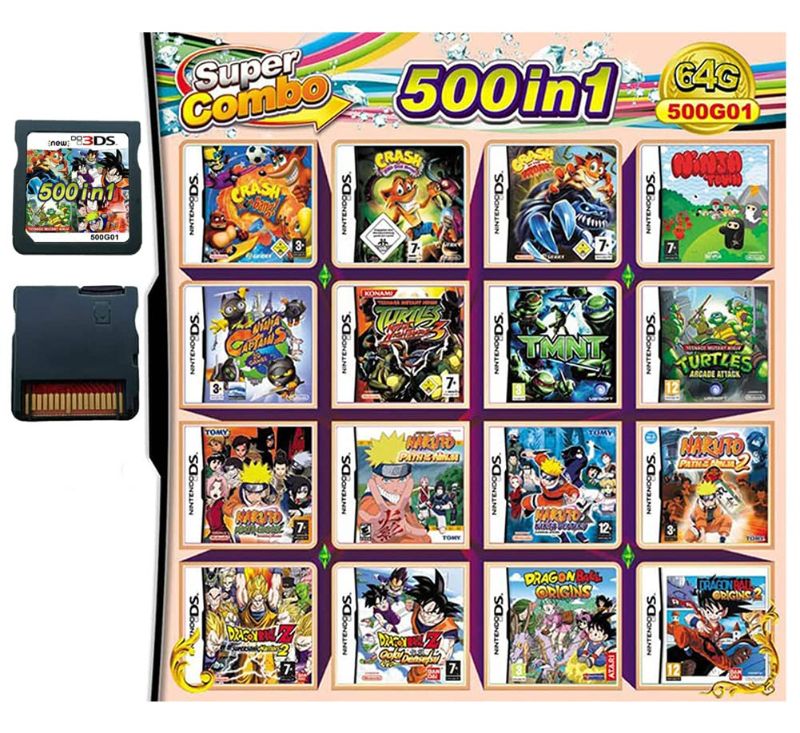 Photo 1 of 
500 Games in 1 DS Game Super Combo Cartuccia DS Games for NDS/NDSL/DSi/DSi XL/DSi LL/3DS/3DSXL/3DSLL/2DS/NEW 3DS/NEW 3DS XL