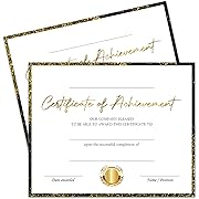 Photo 1 of 25 Gold and Black Certificate of Achievement, School Graduation Ceremony Certificates of Completion, Student Certificate of Achievement and Recognition for Students, Teachers, Employees, 8x10 Inches