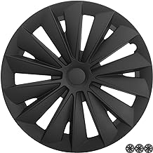 Photo 1 of ***MISSING STICKER IN THE MIDDLE OF THE HUBCAP*** Hubcaps compatible with Tesla Model Y Accessories 2024 19 Inch 4 Pcs Wheel Covers Compatible with Tesla Model Y 2024 2023 2022 2021 (Style A - Matte Black)