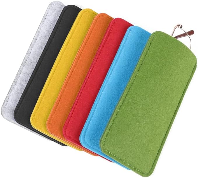 Photo 1 of 7 Pcs Soft Felt Slip In Eyeglass Cases Portable Travel Glasses Pouch for Men Women