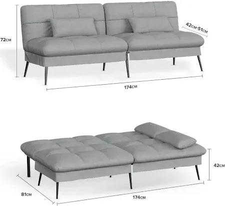 Photo 1 of 
COMHOMA Convertible Sofa Bed, 68??Fabric Couch with Adjustable Backrest, Folding Futon Sleeper