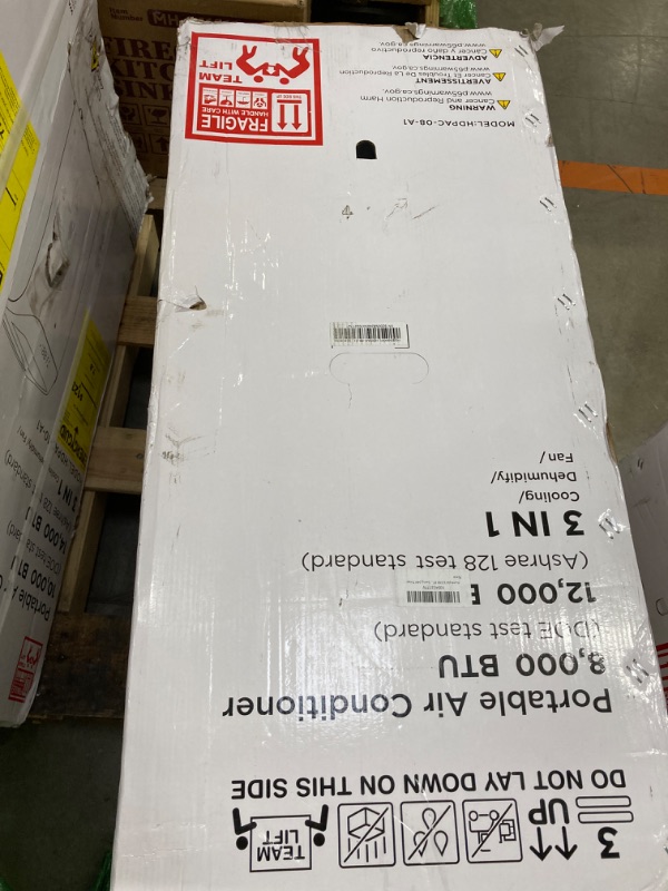 Photo 3 of ***SIDE PANEL DAMAGE*** 12,000 BTU Portable Air Conditioner Cools Up to 500 Sq.Ft, 3-IN-1 Energy Efficient Portable AC Unit with Remote Control & Installation Kits for Large Room, Campervan, Office, Temporary Space