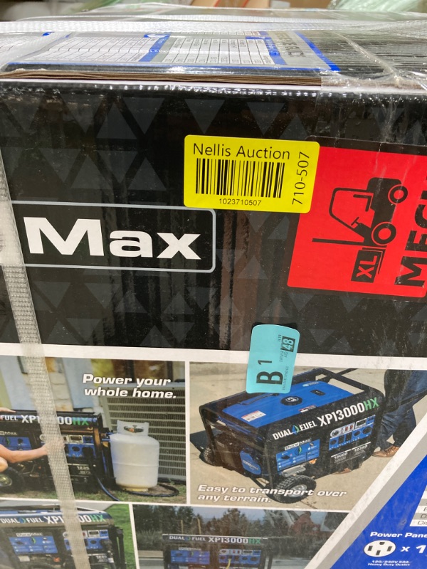 Photo 1 of DuroMax XP13000HX Dual Fuel Portable Generator - 13000 Watt Gas or Propane Powered - Electric Start w/ CO Alert, 50 State Approved, Blue 13,000-Watt Dual Fuel