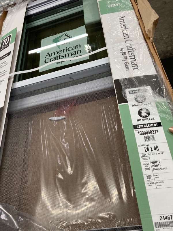 Photo 1 of 23.75 in. x 45.25 in. 70 Pro Series Low-E Argon Glass Double Hung White Vinyl Replacement Window, Screen Incl
