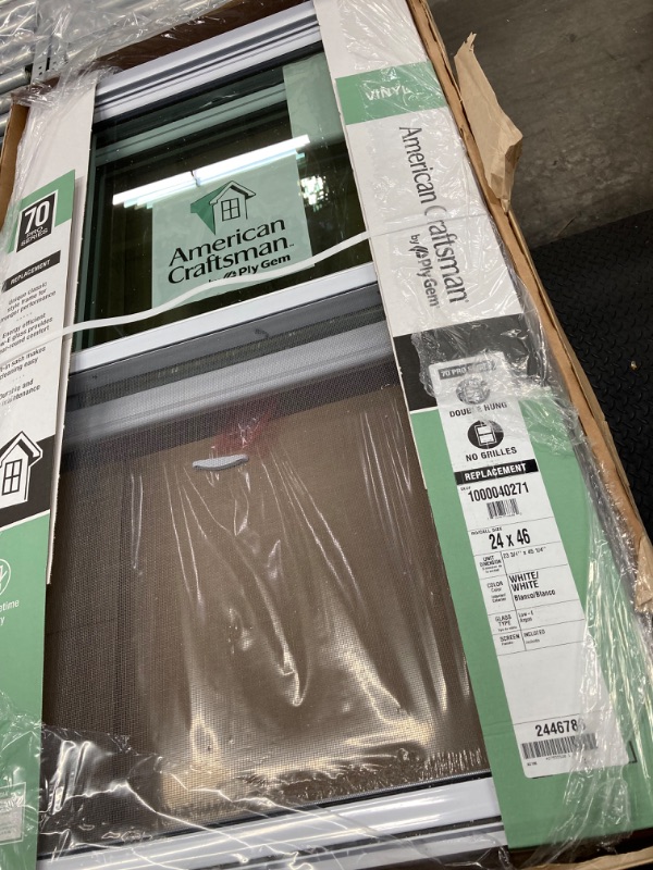 Photo 5 of 23.75 in. x 45.25 in. 70 Pro Series Low-E Argon Glass Double Hung White Vinyl Replacement Window, Screen Incl