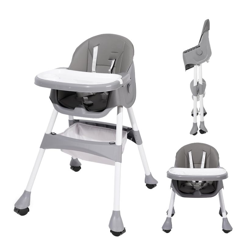 Photo 1 of 
Baby High Chair, 6 in 1 Convertible High Chairs for Babies and Toddlers, Toddler Feeding Chair with Double Removable Tray, Adjustable Footrest & Machine...