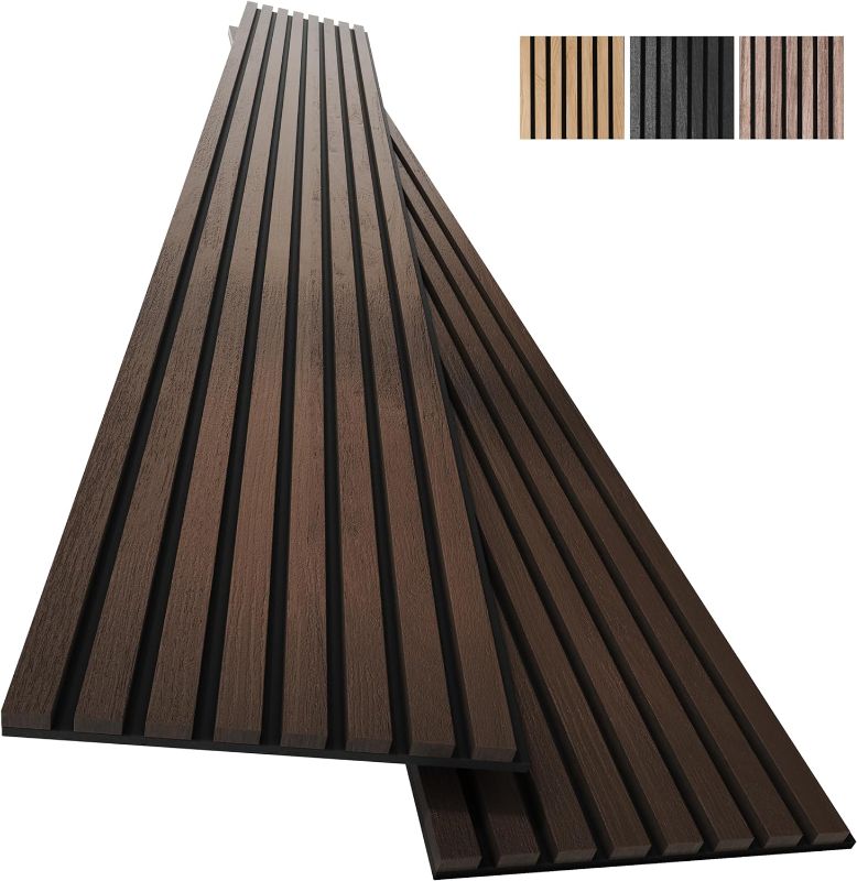 Photo 1 of 2-Pack Acoustic Wood Wall Panels - Wood Slat Wall Panels for Interior Wall Decor - Soundproof Wood Panels for Wall - Slat Wall Paneling - Wood Paneling for Walls and Ceilings