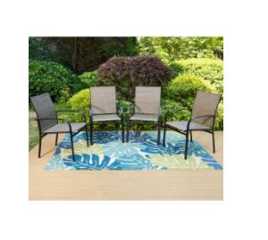Photo 1 of MF Studio Set of 4 Outdoor Patio Dining Chairs, Steel Frames with Textilene, Black & Brown