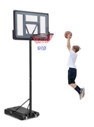 Photo 1 of 44 inch Outdoor Basketball Hoop Stand for Adults, Sesslife 4.9FT-10FT Height Adjustable Portable Basketball Hoop w/Wheels & Shatterproof Backboard for Outside, Court Backyard, Black