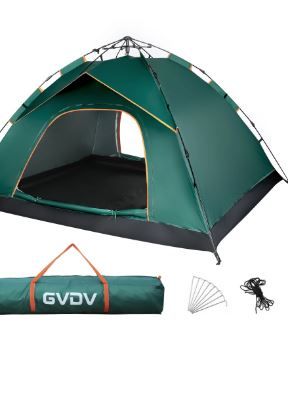 Photo 1 of 4 Person Camping Tent GVDV Instant Easy Pop up Tents for Camping Family 110 X 87 X 51 Green