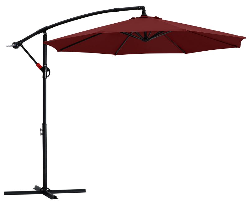 Photo 1 of ABCCANOPY 10 FT Patio Umbrellas with Crank & Cross Base for Garden, Backyard, Pool and Beach, 12+ Colors(Burgundy)