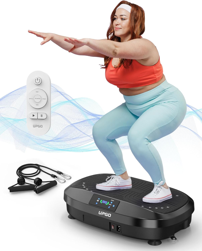 Photo 1 of ****  the exercise league is missing****     PGO Vibration Plate Exercise Machine, Lymphatic Drainage Machine, Whole Body Workout Vibration Platform Resistance Bands for Wellness and Fitness-BLACK