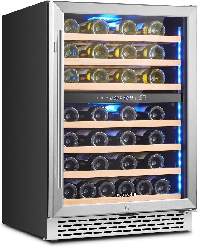 Photo 1 of ***SEE NOTES***24 Inch Wine Fridge Under Counter 54 Bottles Dual Zone Built-in or Freestanding Wine Cooler Refrigerator with 3-Color Light, Glass Door, Safety Lock