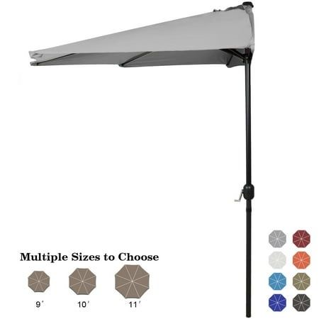 Photo 1 of ABCCANOPY 11FT Patio Half Umbrella with Crank Handle Gray