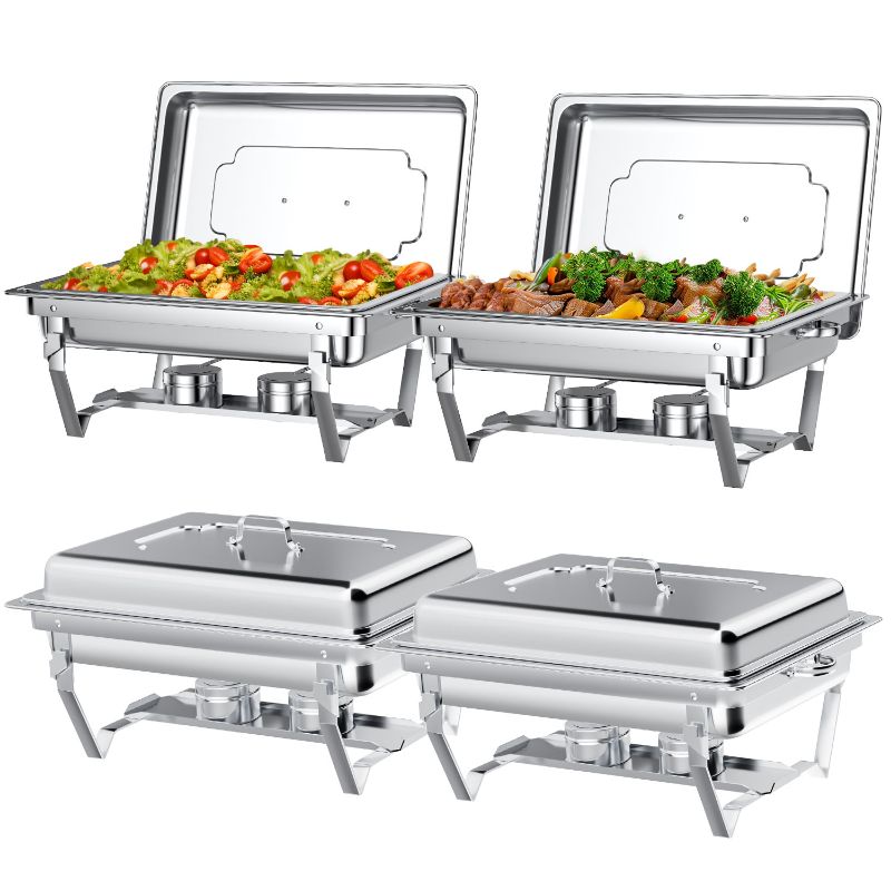 Photo 1 of Chafing Dish Buffet Set 4 Pack, TINANA 8QT Stainless Steel Chafing Dishes for Buffet, Chafers and Buffet Warmers Sets for Parties, Events, Wedding, Camping, Dinner
