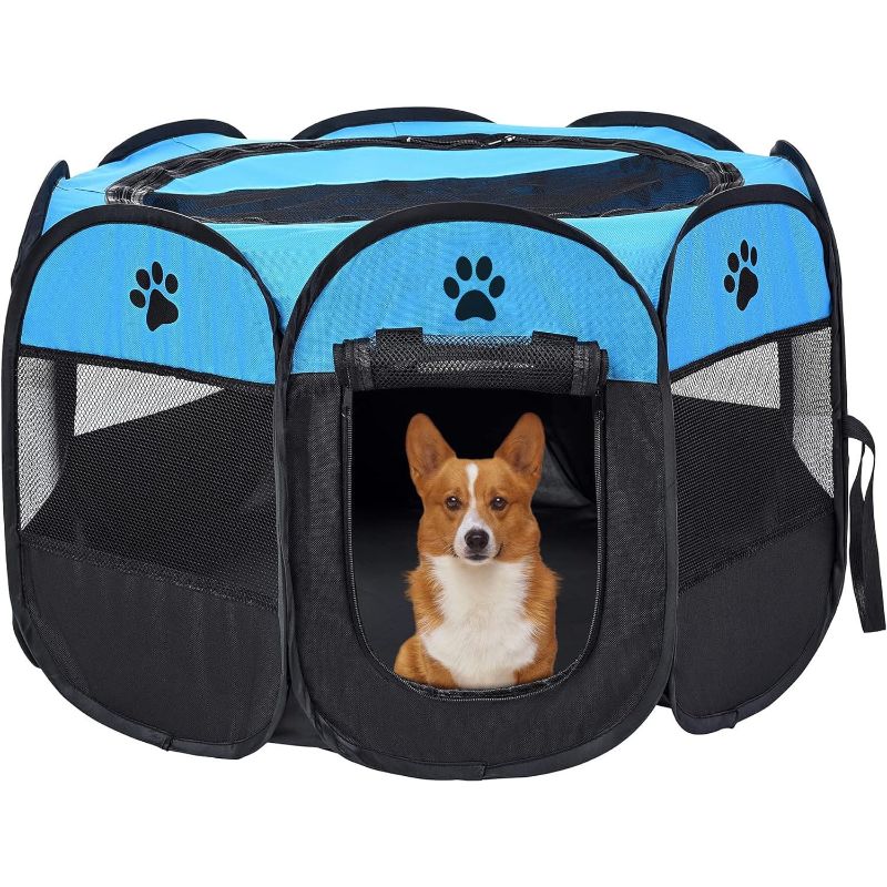 Photo 1 of 
Portable Pet Playpen, Dog/Cat Playpen Foldable Pet Exercise Pen Tents Dog Kennel House Playground for Indoor Outdoor Travel Camping Use
