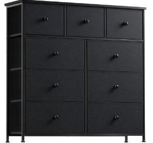 Photo 1 of GUNAITO Dressers for Bedroom of 9 Drawer Chest of Drawers Closets Black Dresser Large Capacity Organizer Tower Steel Frame Wooden Top YLZ9B6