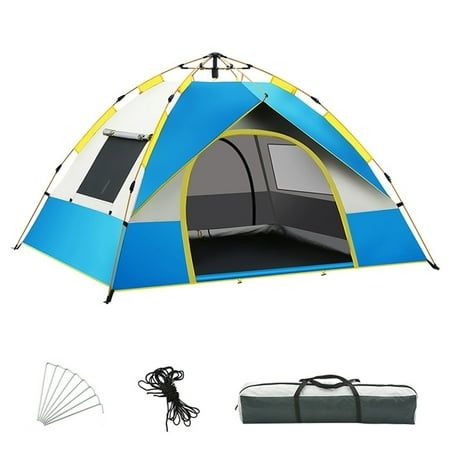 Photo 1 of 4 Person Travel Family Rainproof Windproof Tent Automatic Camping Sunshade Shelter Beach Hiking