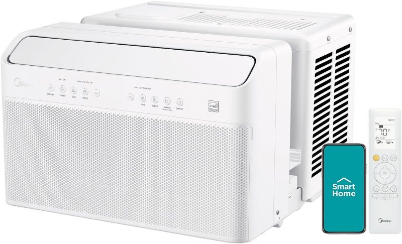 Photo 1 of Midea 8,000 BTU U-Shaped Smart Inverter Air Conditioner –Cools up to 350 Sq. Ft., Ultra Quiet with Open Window Flexibility, Works with Alexa/Google Assistant, 35% Energy Savings, Remote Control