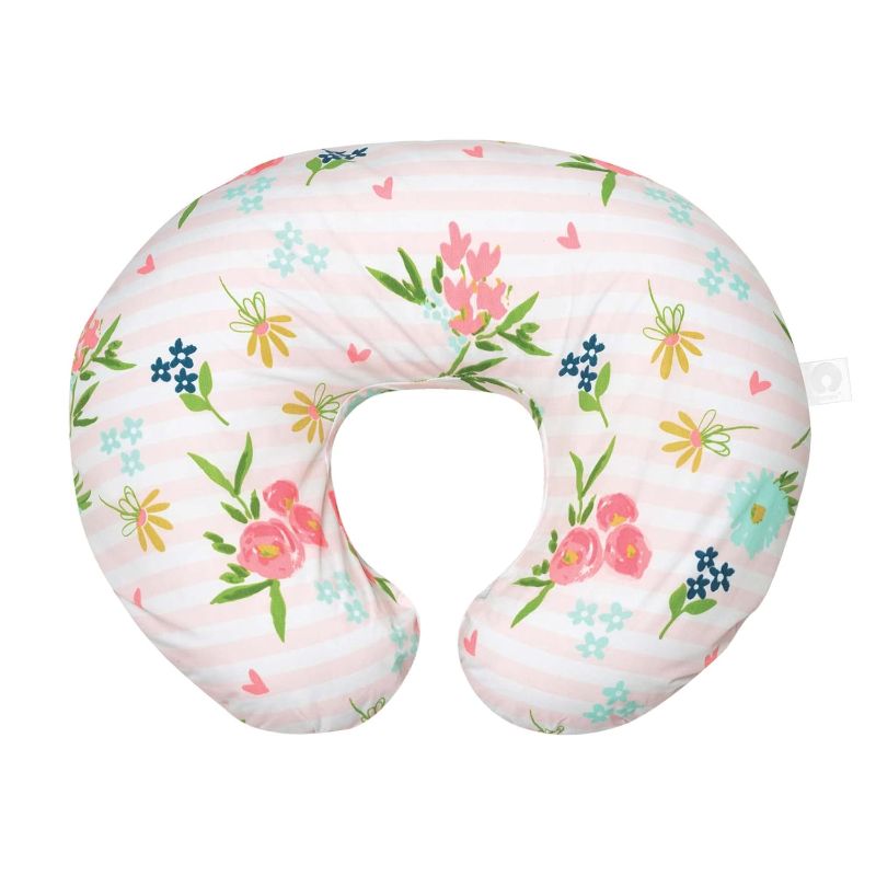 Photo 1 of Boppy Nursing Pillow Original Support, Pink Floral Stripe, Ergonomic Nursing Essentials for Bottle and Breastfeeding, Firm Fiber Fill, with Removable Nursing Pillow Cover, Machine Washable
