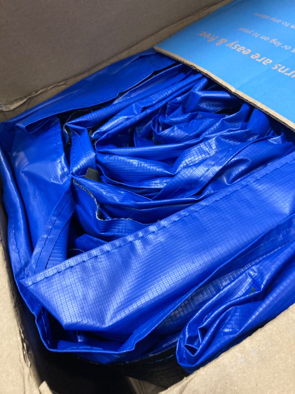 Photo 2 of ***THERE IS A HOLE IN IT **Heavy Duty Tarp, 100% Waterproof 12mil Thick PVC Vinyl Tent Tarp for Camping, Multi-Purpose Thick Protective Cover, Weather Proof, Heavy Duty, UV Resistant, 20 Feet x 30 Feet, Blue