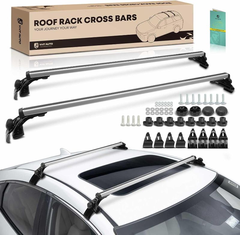 Photo 1 of BougeRV165LBS 52" Universal Roof Rack Rail Cross Bars w/Hardware with 3 Pair of Mounting Clamps Fit Vehicle without Roof Side Rails, T6063 Aluminum CrossBars Anti-Rust for Car Wagon SUV