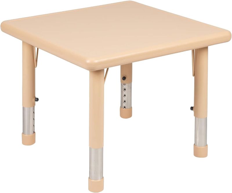 Photo 1 of ***(SMALL CRACK)***
Flash Furniture 24" Square Natural Plastic Height Adjustable Activity Table Set with 2 