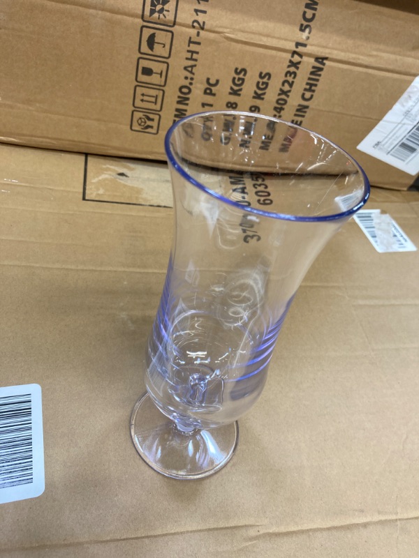 Photo 3 of 12 Pcs Plastic Hurricane Glasses 15 oz Shatter Resistant Clear Plastic Pina Colada Cocktail Glasses Break Resistant Plastic Drinking Glasses Tulip Milkshake Cups for Beer Juice Margarita