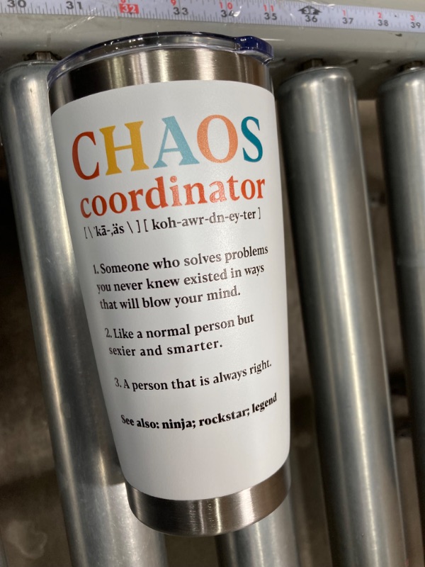 Photo 3 of 9CLEVER Administrative Assistants Gifts Chaos Coordinator Tumbler - Nutrition Facts Boss Office Manager Teachers Coworker Working Mom Nurse Women Thank You Birthday Gift 20 oz Cup