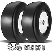 Photo 1 of 13x5.00-6 Flat Free Lawn Mower Tire and Wheel with 3/4" & 5/8" Bearing, Zero Turn Mower Front Solid Tire Assembly for Commercial Grade Lawn, Garden Turf, 3.25"-6.9" Centered Hub (13x5.00-6)