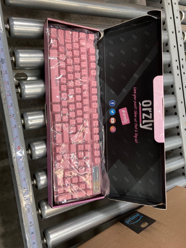 Photo 2 of Orzly Pink Gaming Keyboard RGB USB Wired Rainbow Keyboard Designed for PC Gamers, PS4, PS5, Laptop, Xbox, Nintendo Switch, RX-250 Hornet Edition