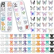 Photo 1 of 108 Pieces 3D Acrylic Butterfly Charms and Cute Bear Resin Nail Art Decorations Set, Includes 72 Pieces Crystal Bear Shaped Rhinestones and 36 Pieces Acrylic Butterfly Nail Charms for DIY Nail Art…