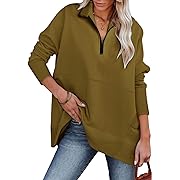 Photo 1 of AlvaQ Women Half Zip Oversized Sweatshirt Hoodies Long Sleeve Drop Shoulder Pullover Tunic Tops Fall Fashion Outfits xl size 