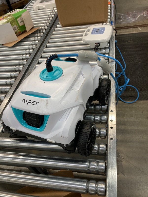 Photo 1 of AIPER Automatic Pool Cleaner, Robotic Pool Vacuum for Above Ground Pools with 33ft Swivel Floating Cable- Orca 800 Mate, White