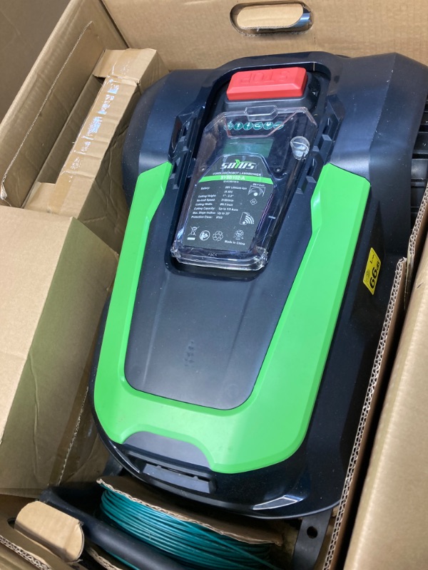 Photo 3 of ***FOR PARTS, NEEDS CODE TO BE RESET, WILL NOT FUNCTION*** SOYUS Robot Lawn Mower, Automatic Lawn Mower Robot with APP Control, Self-Charging, Boundary Wire, Collision Avoidance, Bluetooth/Wi-Fi Connected Robotic Lawn Mowers, Covers up to 1/3 Acre