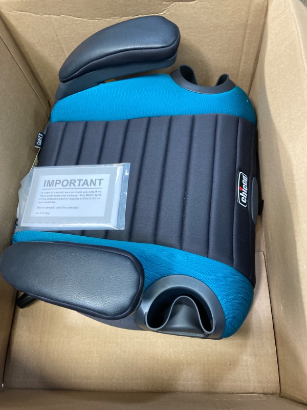 Photo 2 of Chicco GoFit Plus Backless Booster Car Seat with Quick-Release Latch, Travel Booster Seat for Car, Portable Car Booster Seat for Children 40-110 lbs. | Stream/Blue Stream GoFit Plus