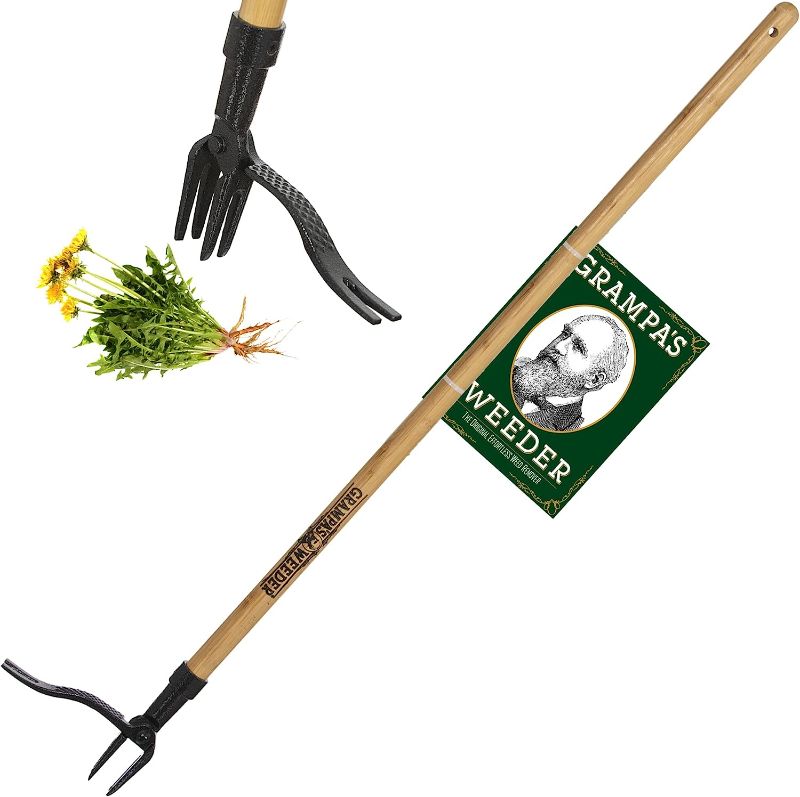 Photo 1 of 
Grampa's Weeder - The Original Stand Up Weed Puller Tool with Long Handle - Made with Real Bamboo & 4-Claw Steel Head Design - Easily Remove Weeds...