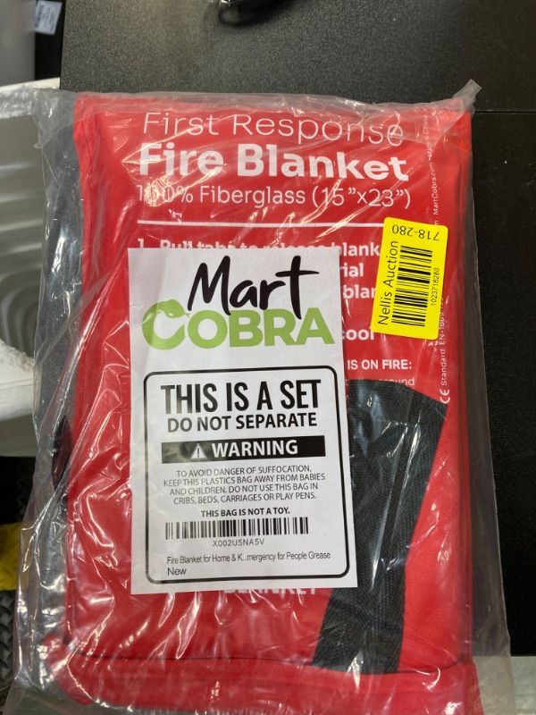 Photo 2 of Mart Cobra Emergency Fire Blanket for Home and Kitchen Fire Extinguishers for The House x2 Prepared Fiberglass Fire Blankets Emergency for Home Fireproof Blanket Fire Retardant Blankets Grease Spray