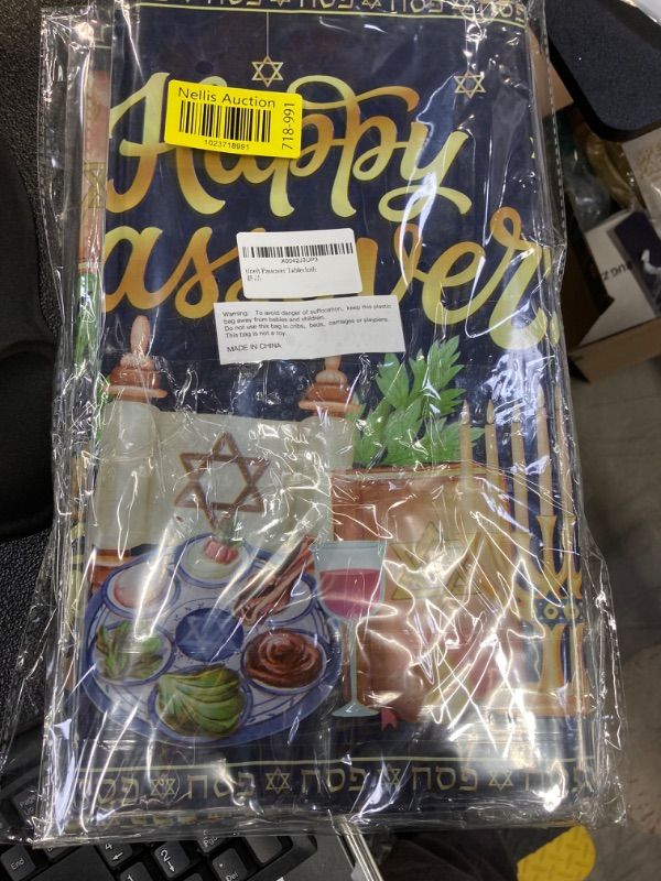 Photo 2 of 3 Pieces Passover Tablecloth, Passover Decorations, 108 * 54 Inches Waterproof Plastic Passover Table Cloth, Happy Passover Decor for Passover, Passover Decorations Table Cover 2 pack 