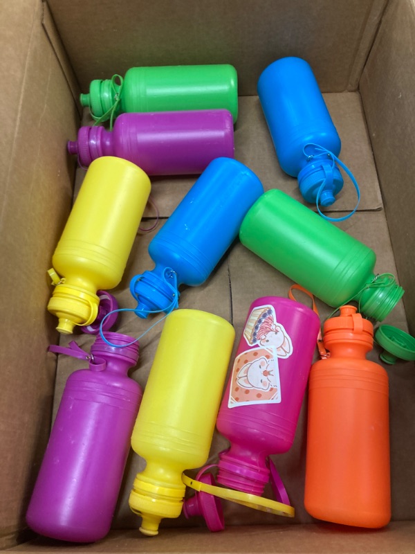 Photo 2 of 12 Neon Bright Colors Plastic Water Bottles - Fun for Every Occasion, Party Favor, Personalized Sports Bottle - Trendy Beach Companion, and Ultimate Summer Activities Present for Kids Pack of 12 Bottles