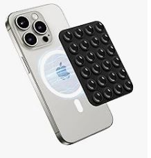Photo 1 of 12 Pcs Silicone Suction Phone Case Suction Cup Phone Mount Adhesive Phone Accessory Holder Non Slip Phone Suction Cup Mat for Mirror Bathroom Home Kitchen (Black,3.15 x 2.17 Inch)