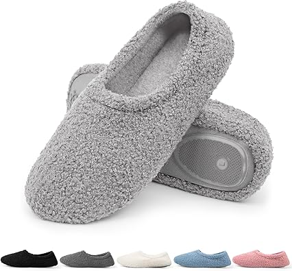 Photo 1 of Azorn Women's Fuzzy Curly Fur Memory Foam Slippers, Cozy Teddy Fleece Slippers for Women & Men, Lightweight Bedroom House Shoes with Plush Lining Indoor Outdoor, SMALL