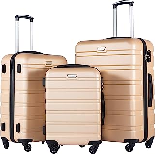 Photo 1 of Coolife Luggage 3 Piece Set Suitcase Spinner Hardshell Lightweight TSA Lock (champagne new, 3 piece set(20in24in28in))