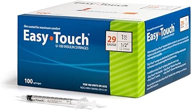 Photo 1 of EasyTouch U-100 Insulin Syringe with Needle, 29G 1cc 1/2-Inch (12.7mm), Box of 100