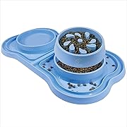 Photo 1 of Dog Bowls Set, Cat Bowl Set for Small Medium Pets, Puppy Food and Water Bowls with Slow Bowl and Fast Bowl, Ditch Design to Protect Food, Dog Slow Feeder with Non-Slip, 4 Cups, Pet Feeding Station