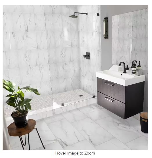 Photo 1 of ***SEVERAL TILES BROKEN*** Michelangelo Calacatta Bullnose 3 in. x 12 in. Matte Porcelain Floor and Wall Tile Trim (20 linear feet/Case)