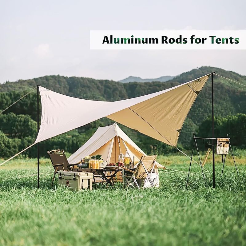 Photo 1 of  Aluminum Adjustable Camping Tarp Poles, Set of 2, 90" Telescoping Lightweight Tent Poles for Shelter, Hammock Rain Fly